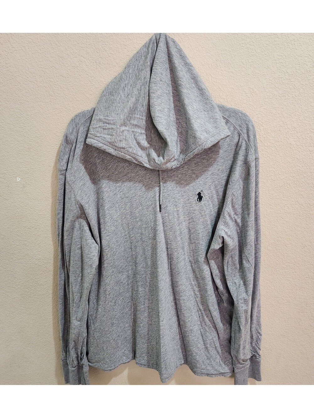Polo Ralph Lauren Men Gray Hoodie Pullover Long Sleeve Pony Light Weight Size XL - Picture 8 of 10